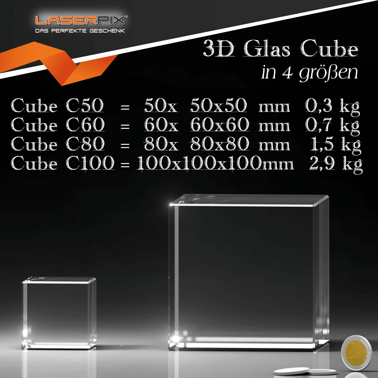 C50-C100 Glas 3D Gravur