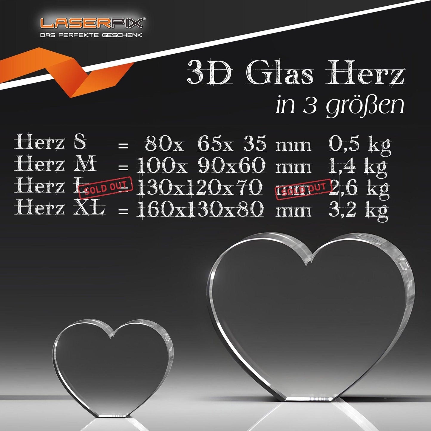 Alle Herz Größen S,M,XXL
